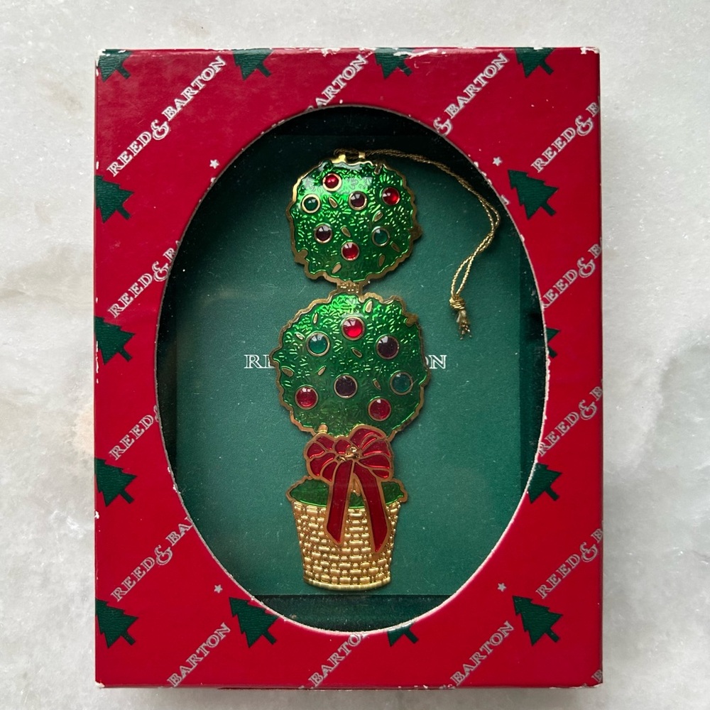 Reed and Barton Colorful Enamel V1331 Topiary Tree Christmas Ornament  1331